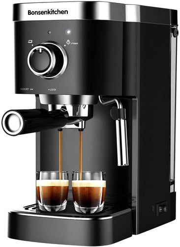 Espresso Machine 20 Bar Coffee Machine With Foaming Milk Frother Wand, 1450W High Performance No-Leaking 1.25 Liters Removable Water Tank Coffee Maker For Espresso, Cappuccino, Latte, Machiato, For Home Barista