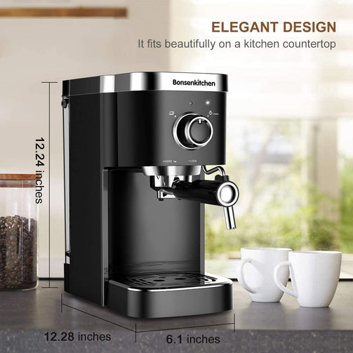 Espresso Machine 20 Bar Coffee Machine With Foaming Milk Frother Wand, 1450W High Performance No-Leaking 1.25 Liters Removable Water Tank Coffee Maker For Espresso, Cappuccino, Latte, Machiato, For Home Barista