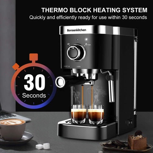 Espresso Machine 20 Bar Coffee Machine With Foaming Milk Frother Wand, 1450W High Performance No-Leaking 1.25 Liters Removable Water Tank Coffee Maker For Espresso, Cappuccino, Latte, Machiato, For Home Barista